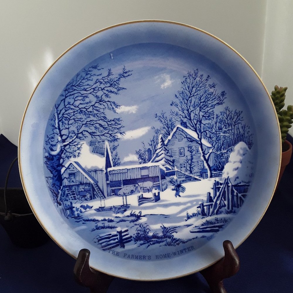 VTG THE FARMER'S HOME WINTER  Decor Plate